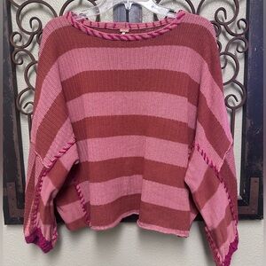 Free People oversized cropped Dolman sleeve striped sweater